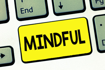 Word writing text Mindful. Business concept for Conscious Aware of something Inclined Willing to do Meditation.