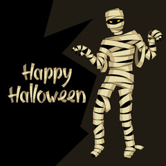 Happy Halloween greeting card with mummy.