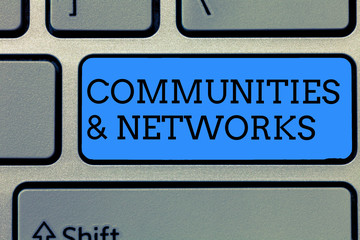 Text sign showing Communities and Networks. Conceptual photo Collaboration of Learnings and Practices of Members.