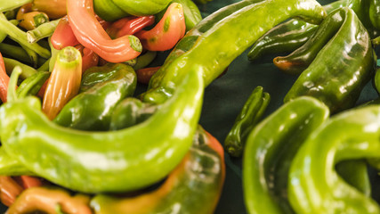 Full frame of fresh green chili pepper for sale