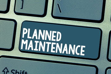 Text sign showing Planned Maintenance. Conceptual photo Check ups to be done Scheduled on a Regular...