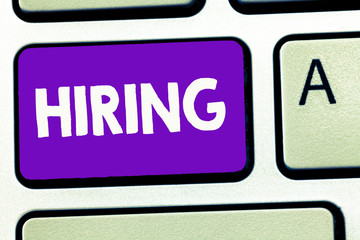 Handwriting text writing Hiring. Concept meaning obtain temporary use of something for agreed payment for period time.