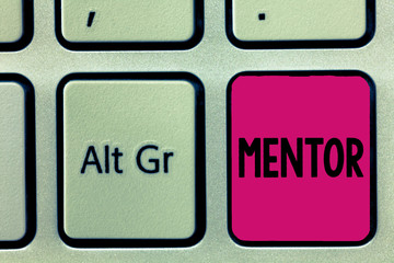 Handwriting text Mentor. Concept meaning advise or train someone especially younger colleague...