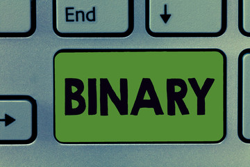Fototapeta premium Text sign showing Binary. Conceptual photo relating to using or denoting system of numerical notation of two.