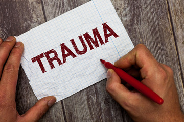 Handwriting text Trauma. Concept meaning deeply distressing or disturbing experience Physical...