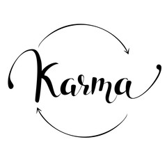 Hand lettering illustration - karma. Vector - obrazy, fototapety, plakaty