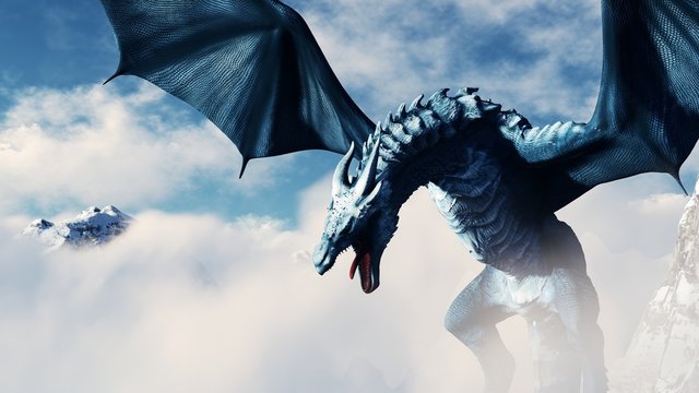 High resolution Ice dragon 3D rendered. Write your text and use it as poster, header, banner or etc.