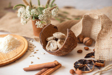 Home-made sweets, sugar free. Diet dessert for a healthy diet and diabetics. Candy made from natural ingredients.