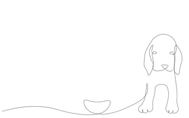 Puppy, cute dog line drawing vector illustration