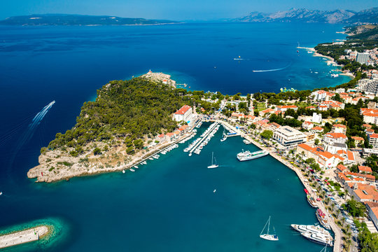 An aerial view of Makarska, a beautiful city located in Croatia © kbarzycki