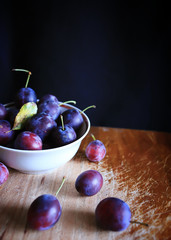 Fresh plums. Autumn harvest.