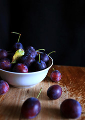 Fresh plums. Autumn harvest.