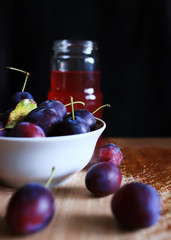 Fresh plums. Autumn harvest.