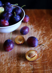 Fresh plums. Autumn harvest.