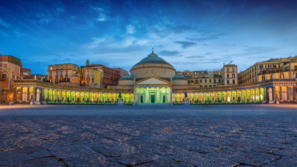 San Francesco di Paola church located at Piazza del Plebiscito in Naples, Italy - obrazy, fototapety, plakaty