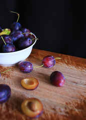 Fresh plums. Autumn harvest.