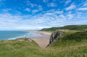 the sea from the cliff of Rhossili Bay (Wales, Uk)