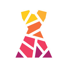colorful geometric dress icon- vector illustration