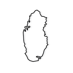 black outline of Qatar map- vector illustration