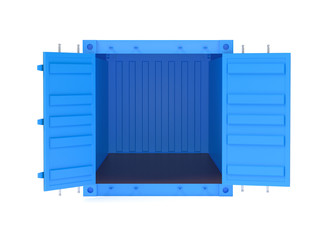Shipping freight container. Blue open container. 3d rendering illustration