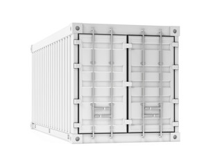 Shipping freight container. White intermodal container. 3d rendering illustration