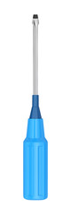 Screwdriver with blue rubber handle .