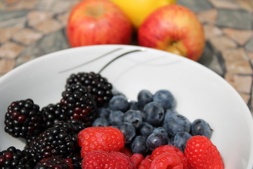 fresh blueberries and raspberries