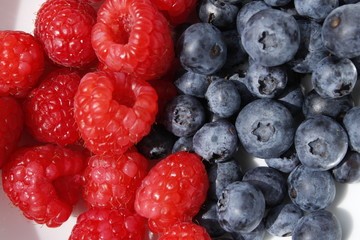 blueberries and raspberries