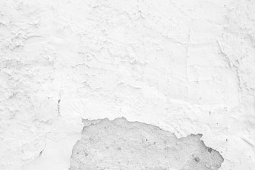 White Stucco Broken Wall Texture Background.
