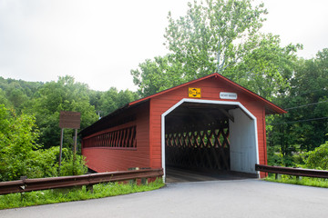 Historic Henry Bridge covered bridge seen from Bennington Vermont