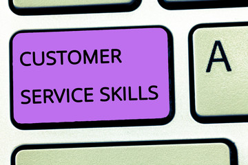 Word writing text Customer Service Skills. Business concept for Aptitude to master to improve...