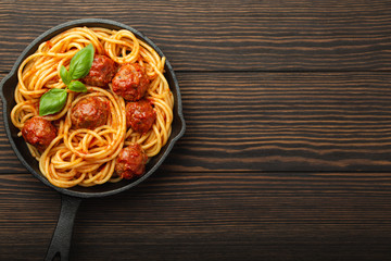 Meatballs pasta in tomato sauce