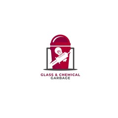 glass & chemical garbage logo vector icon ilustration, glass & chemical bins