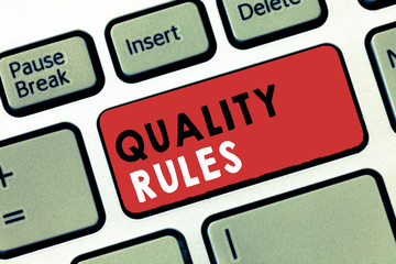 Conceptual hand writing showing Regulations Rules. Business photo text Standard Statement Procedure...