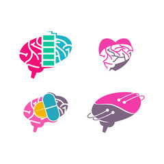 Brain Logo template Think idea concept Brainstorm power thinking icon