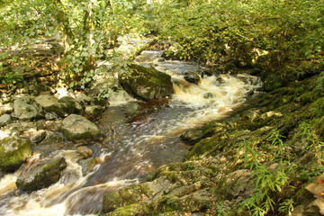 Naklejka na ściany i meble waterfalls and river in Aria Force nature park in the Lake District