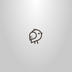 black and white simple vector line art outline sign of a cartoon little bird