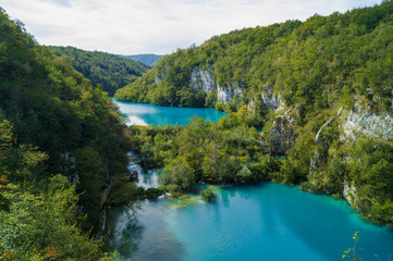 Fototapeta na wymiar Croatia, Plitvice Lakes. The most beautiful place in Europe. Valley of lakes and waterfalls.