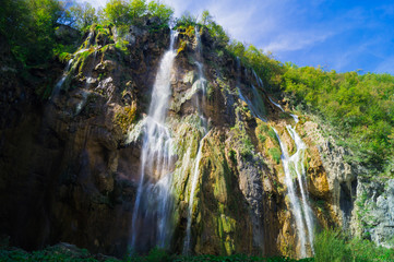Croatia, Plitvice Lakes. The most beautiful place in Europe. Valley of lakes and waterfalls.