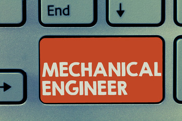 Text sign showing Mechanical Engineer. Conceptual photo Applied Engineering Discipline for Mechanical System.