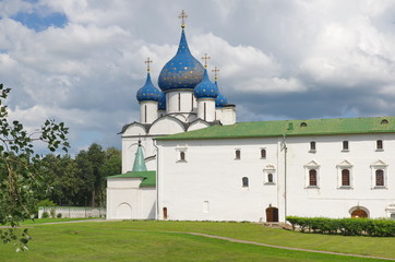 The Cathedral of the Nativity of the blessed virgin Mary and the Bishop's chambers of the Suzdal Kremlin on a summer day. Suzdal, Vladimir region, Russia