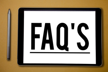 Text sign showing Faq s is. Conceptual photo list of questions and answers relating to a particular subject.