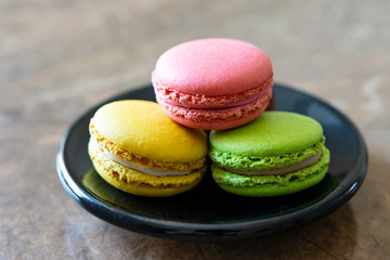 Colorful macaroons on the table