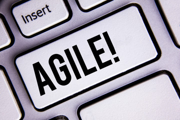 Text sign showing Agile Motivational Call. Conceptual photo Develop an agility towards...