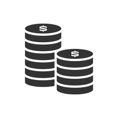 Stack of coins icon on white background