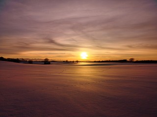 Sonnenuntergang in Oberbayern