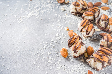 Chocolate bars  with coconut and almond