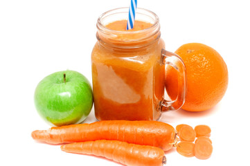 A refreshing smoothie made from orange and apple carrots for a detox healthy diet