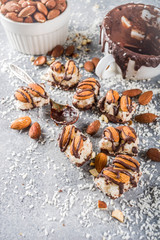 Chocolate bars  with coconut and almond