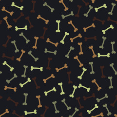 Fototapeta na wymiar Bones Mix On Brown Background Seamless Pattern